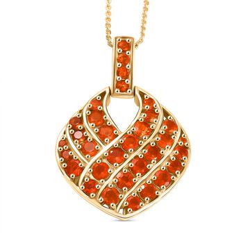 D'Joy AAA Blaze Feueropal Schmuckset ca. 50 cm 925 Silber 750 Gelbgold Vermeil ca. 2,12 ct.