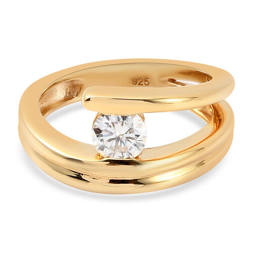 Moissanit Ring 925 Silber vergoldet  ca. 0,44 ct image number 0