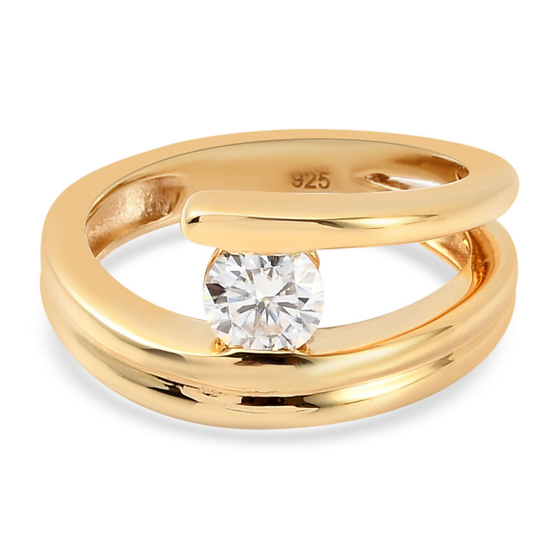 Moissanit Ring 925 Silber vergoldet  ca. 0,44 ct image number 0
