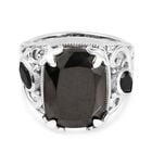 Elite Schungit und schwarzer Spinell-Ring, 925 Silber platiniert  ca. 8,44 ct image number 0