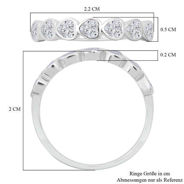 LUSTRO STELLA weißer Zirkonia Half Eternity Ring mit Herzmotiven image number 6