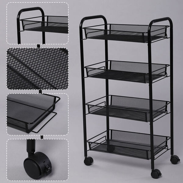 Lagerregal mit 4 Regalböden, Größe: 45x27x82 cm, Schwarz  image number 4