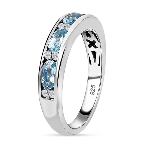 Santamaria Aquamarin und wei&szlig;er Diamant Ring, 925 Silber platiniert, ca. 0,93 ct image number 5