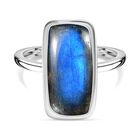 Labradorit Ring 925 Silber rhodiniert (Größe 21.00) ca. 6,04 ct