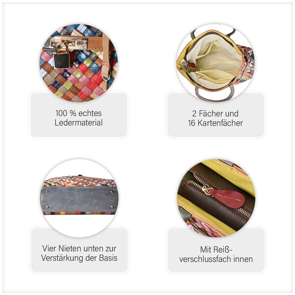 Chaos by Elsie - 100% Echtleder gewebter Tasche mit RFID schutz, 35x24x15 cm, matt image number 11