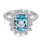 AAA Ratanakiri Blauer Zirkon und Zirkon Halo Ring 375 Weißgold image number 0
