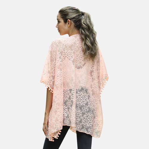 Kimono aus Spitze, Einheitsgröße Pfirsich image number 1