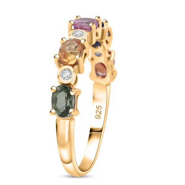 D'Joy AA Mehrfarbig Saphir, Blauer Saphir Ring 925 Silber vergoldet (Gr&ouml;&szlig;e 17.00) ca. 1,26 ct image number 4