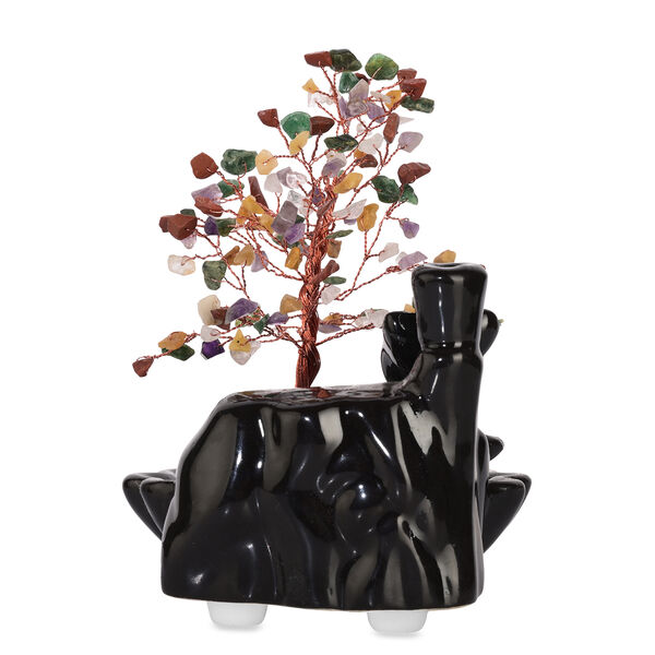 "Seven Chakra Backflow Incense Burner With  Crystal Tree Back Flow Incense Holder With 30 Incense Cones Size:- 18 X 10 X 20 Cms Color- Multi " image number 5