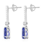 RHAPSODY - AAAA Tansanit und Diamant-Ohrringe VS E-F, zertifiziert und geprüft, 950 Platin ca. 4,10 ct image number 3