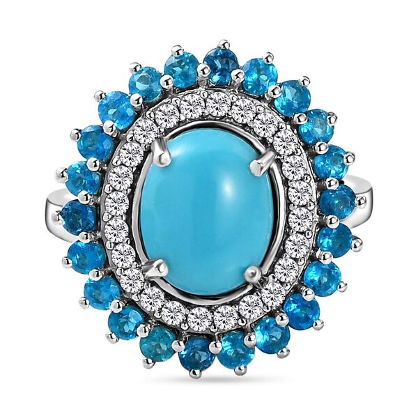 AA Sleeping Beauty T&uuml;rkis, Zirkon und Neon Apatit-Ring - 3,33 ct.