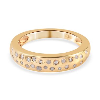 Diamant Band Ring 925 Silber 585 Vergoldet