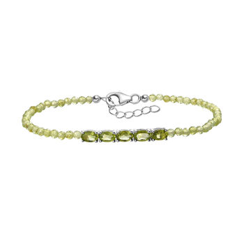 Nat&uuml;rliches Peridot Armband, ca. 19 cm, 925 Silber, ca. 12.10 ct