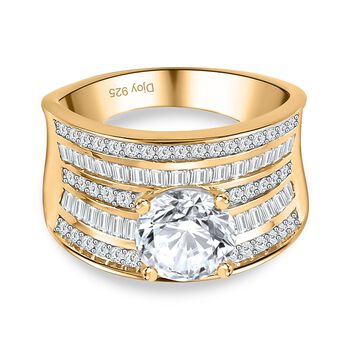 Moissanit Ring, 925 Silber Gelbgold Vermeil (Gr&ouml;&szlig;e 16.00) ca. 3.59 ct