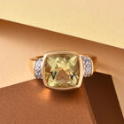 Ouro Verde-Quarz und Zirkon Ring 925 Silber vergoldet (Größe 16.00) image number 1