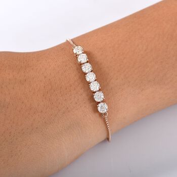 D&rsquo;joy 100 Facetten Moissanit Armband ca. 19 cm 925 Silber 750 Ros&eacute;gold Vermeil ca. 3.38 ct