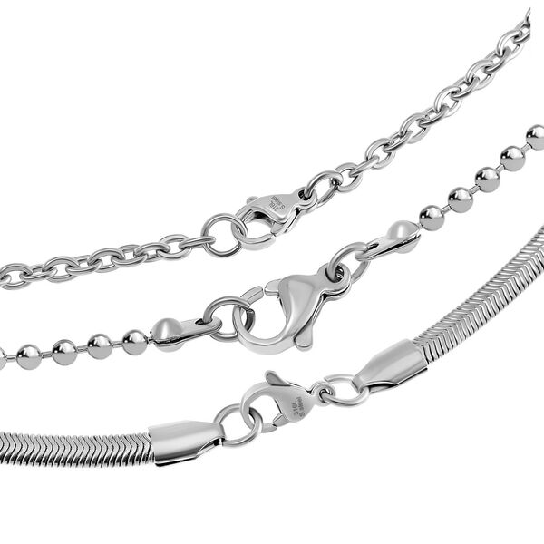 3er-Set - Kugelkette 40 cm, Gliederkette 45 cm und Ankerkette 55 cm, Silberton image number 8