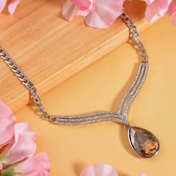 Champagner Kristall, wei&szlig;er Kristall Halskette ca. 50 cm image number 2