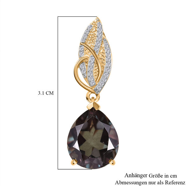 Alexandrit Quarz Triplette, Weißer Zirkon Anhänger 925 Silber 750 Gelbgold Vermeil ca. 5,06 ct. image number 5