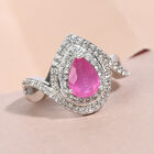 Premium Ilakaka Rosa Saphir und Zirkon Halo Ring, 925 Silber platiniert, 2,21 ct. image number 1