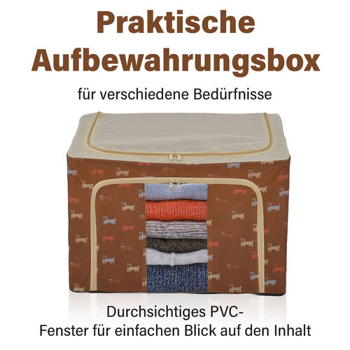 Faltbare Aufbewahrungsbox aus Stoff, 66 Liter offen, Größe 50x40x33cm gefaltet, braun image number 1