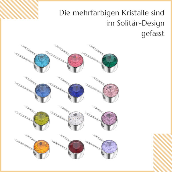 Austauschbarer mehrfarbiger Kristall-Anhänger mit 50cm Kette in Silberton image number 13