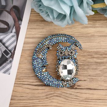 Mehrfarbiger Kristall Brosche Antikes Gold