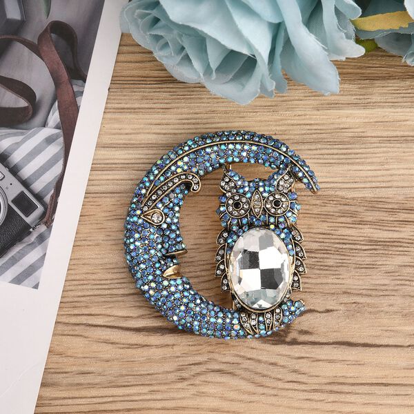 Mehrfarbiger Kristall Brosche Antikes Gold image number 2