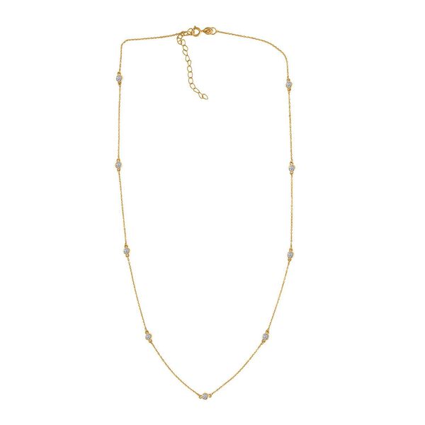 LUXURIANT DIAMOND - Lab Grown Diamant SI-GH SGL zertifiziert Halskette ca. 45 cm + 5 cm Extender, 925 Silber 750 Gelbgold Vermeil ca. 0.50 ct