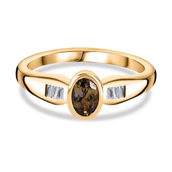 AA Nat&uuml;rlicher, goldener Tansanit und Zirkon Ring, ca. 0,57 ct.