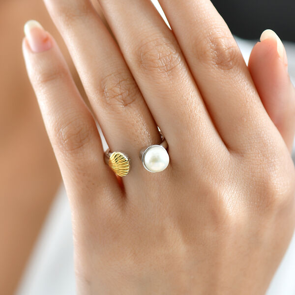 EVER TRUE Süßwasser Perle (7.5-8 mm) Ring Nickelfreies Messing Zweifarbige Beschichtung (Größe 20.00) image number 2