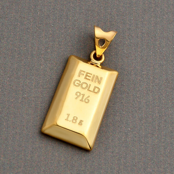 Goldbarren Anh&auml;nger, 916 Gold ca. 1,80g image number 3