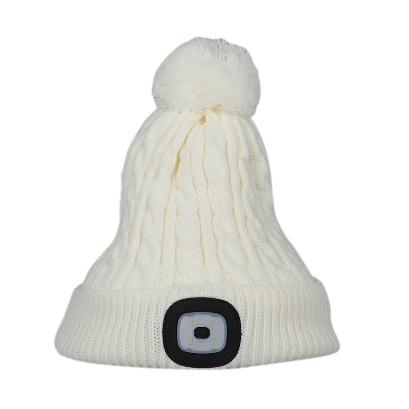 Wiederaufladbare LED Mütze mit Sherpa Futter, Größe 20x28 cm, Weiß image number 0