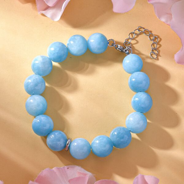 Blauer Quarzit Armband, (11-13mm), ca. 19 cm Reiner Edelstahl, ca. 200.00 ct image number 2