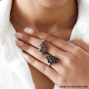 2er-Set Elite Schungit-Ring und Anh&auml;nger, 925 Silber platiniert ca. 4.67 ct