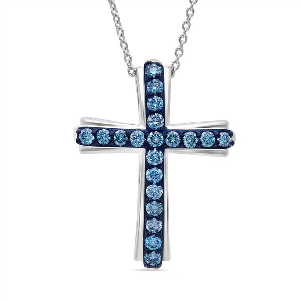 LUXURIANT DIAMOND - Lab Grown Blauer Diamant SI-GH SGL zertifiziert Anhänger mit Kette ca. 50 cm, 925 Silber rhodiniert ca. 0,50 ct. image number 0