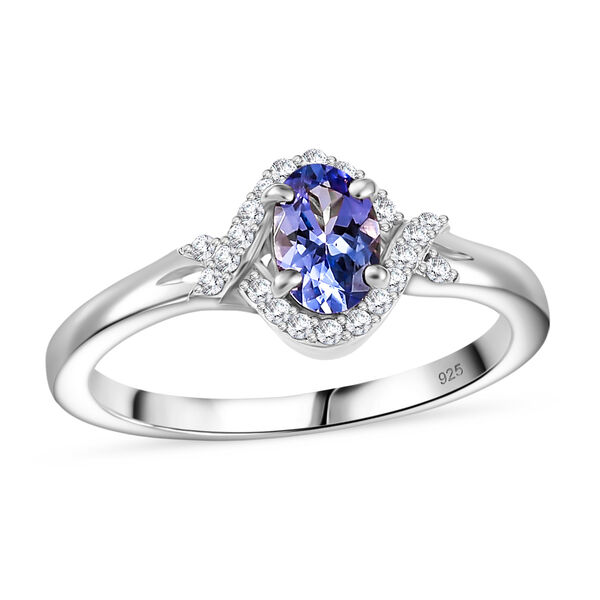 Tansanit und Zirkon Ring, 925 Silber rhodiniert - 0,65 ct. image number 4
