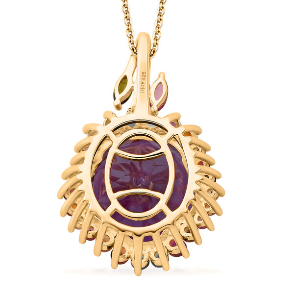 AA Afrikanischer Amethyst, Multi-Turmalin und Zirkon Anh&auml;nger mit 50cm Kette - 11 ct. image number 5