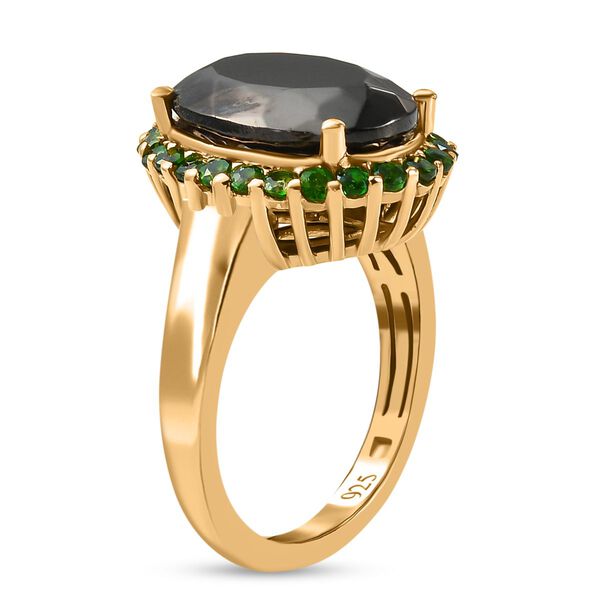 Elite Shungit und Nat&uuml;rlicher Chromdiopsid Ring 925 Silber vergoldet  ca. 4,50 ct image number 5