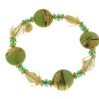 IL MURANO DI FRANCESCA- flexibles gr&uuml;nes Muranoglas aus Italien DISC Armband