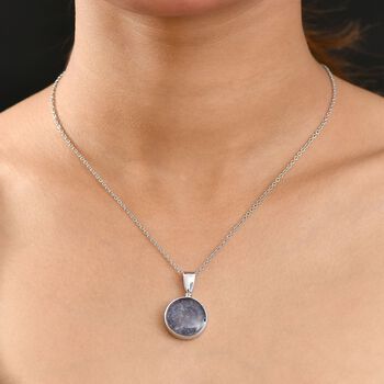 Tansanit-Matrix Anh&auml;nger mit Kette ca. 50 cm, Nickelfreies Messing und Reiner Edelstahl, ca. 6.00 ct