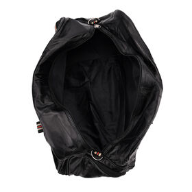 Reisetasche aus Schafleder, Patchwork-Design, 46 x 25 x 27cm, Schwarz