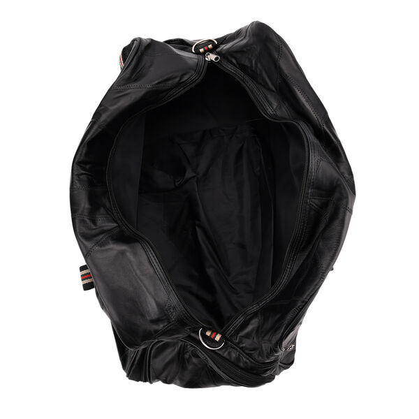 Reisetasche aus Schafleder, Patchwork-Design, 46 x 25 x 27cm, Schwarz image number 3