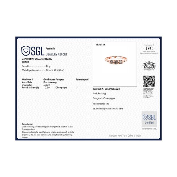 D'Joy natürlicher Champagner Diamant Ring - 0,50 ct. image number 7