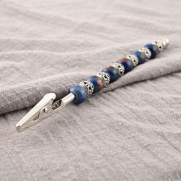 Alltagshelfer f&uuml;r Armb&auml;nder, blaue Keramik, silberfarben image number 2