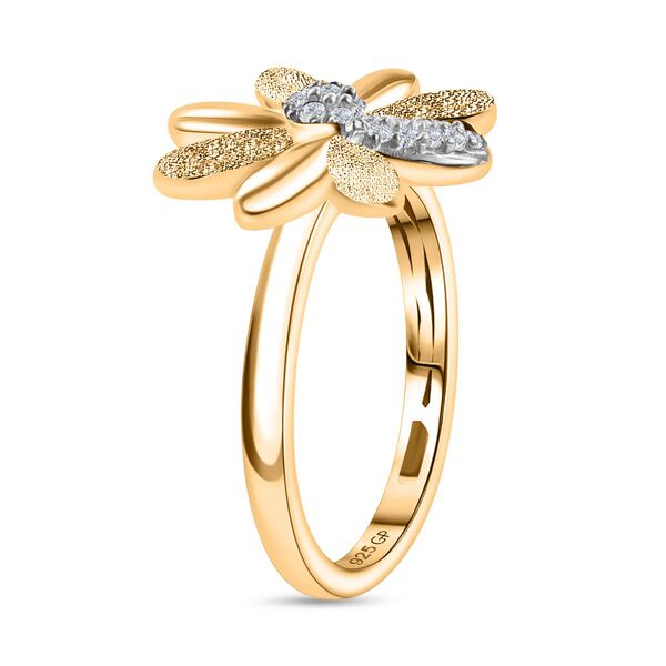 GP Italian Garden Kollektion - Wei&szlig;er Diamant und Kanchanaburi blauer Saphir Ring, 925 Silber 750 Gelbgold Vermeil - 0,11 ct. image number 5