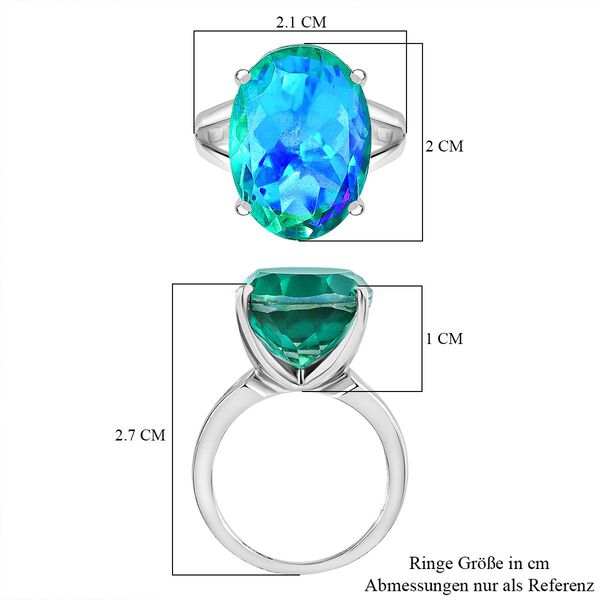 Pfau Quarz Triplette Ring, 925 Silber rhodiniert, (Gr&ouml;&szlig;e 21.00) ca. 13.43 ct image number 8