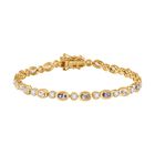 Grüner Tansanit, Pfau Tansanit Armband ca. 19 cm 925 Silber 750 Gelbgold Vermeil ca. 5.76 ct