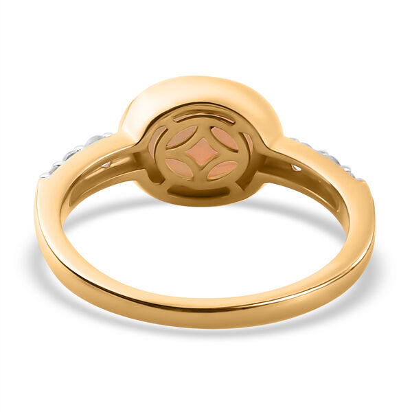 Natürlicher, äthiopischer Welo Opal und Zirkon-Ring, 925 Silber vergoldet - 1,46 ct. image number 6