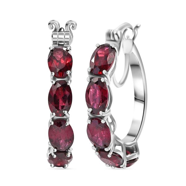 Nat&uuml;rlicher Rhodolith Granat Ohrringe 925 Silber rhodiniert ca. 5.67 ct